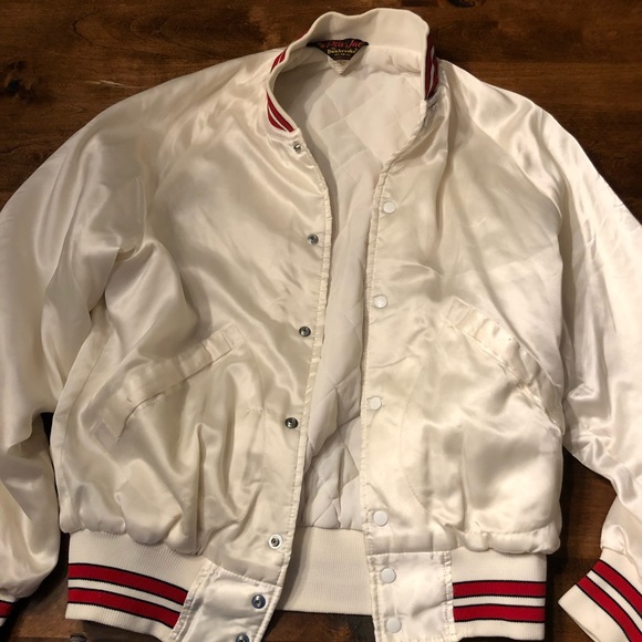 Vintage 80’s Trucker White Satin Jacket - Picture 3 of 6